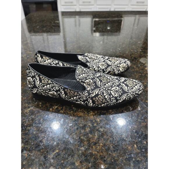 Giorgio Brutini Loafer Shoes Mens Size 11M Black Paisley Print Round Toe Slip On - Picture 4 of 11